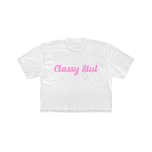 "Classy Slut" Crop Top White / Pink
